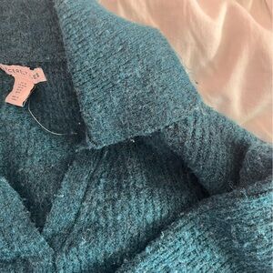 Super cute teal collared sweater